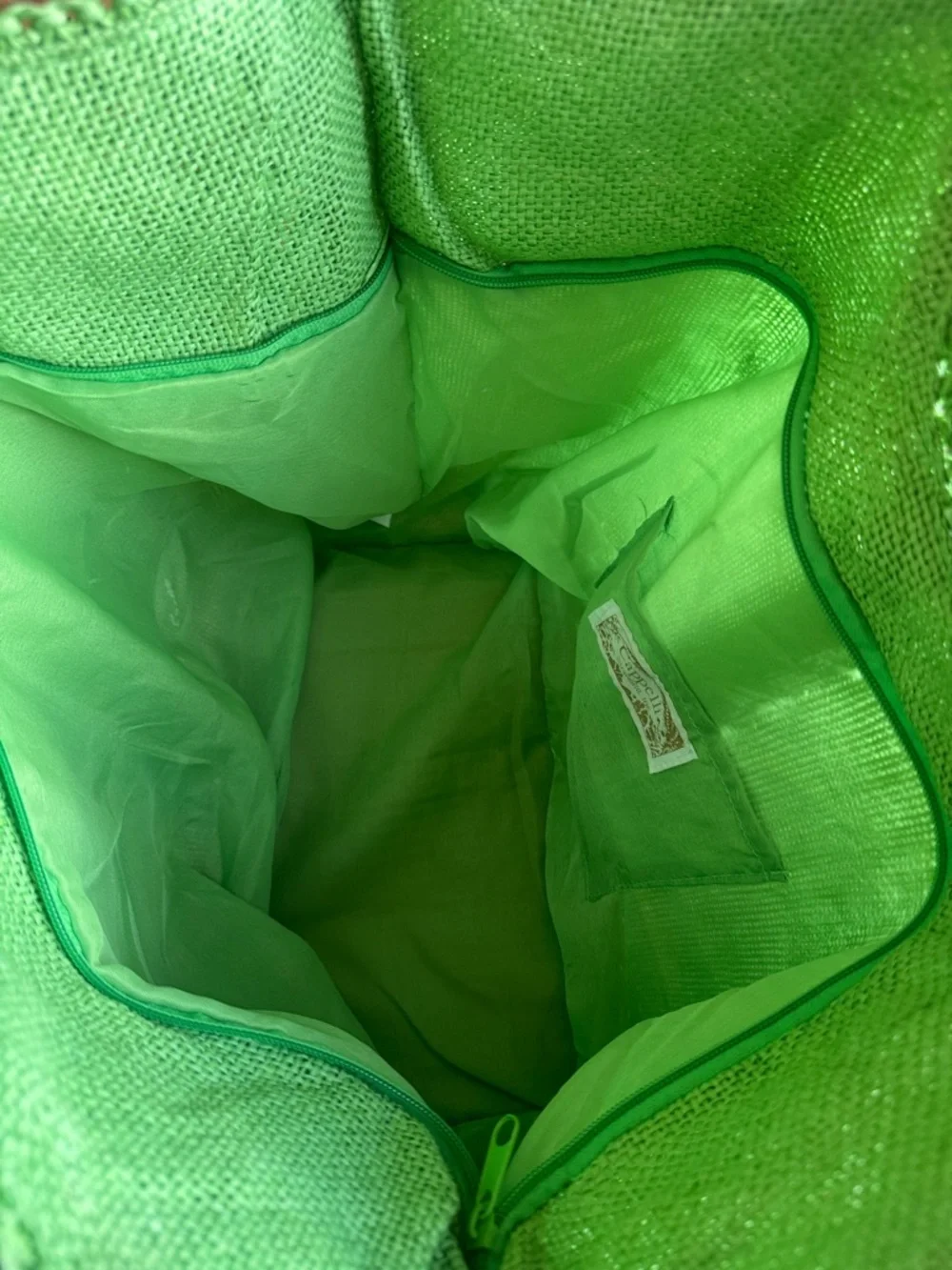 Capelli Straworld Tote Green Woven Circle-Handle Beach Resort Bag